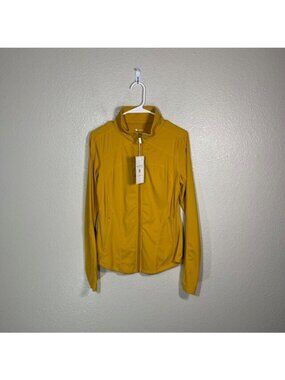 Buff Bunny Jacket Womens Large Stretch Athletic Full Zip Gym Yellow NEW